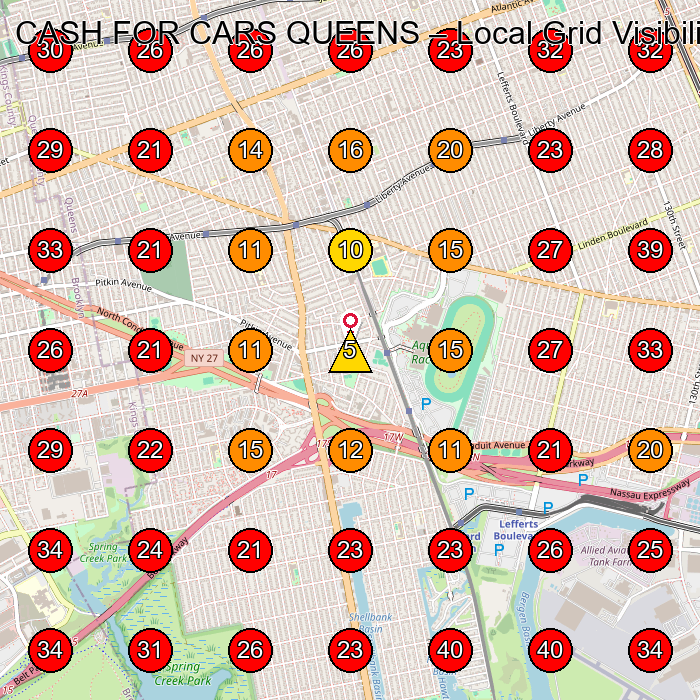 CASH FOR CARS QUEENS GeoGrid visibility map for Used Car Dealer in Queens